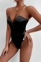 stylish 5 colors non-stretch satin v-wire tube design backless sexy bodysuit(new add colors, no padded)_Black