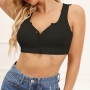 summer new 4 colors solid color stretch single-breasted knitted slim stylish crop vest_Black
