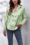 s-2xl spring plus size 8 colors solid color satin inelastic stylish blouse_Black_White_Light Green