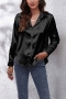 s-2xl spring plus size 8 colors solid color satin inelastic stylish blouse_Black