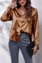 s-2xl spring plus size 8 colors solid color satin inelastic stylish blouse_Black_White_Light Green_Blue_Brown