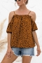 summer new polka dot batch printing stretch off shoulder frill trim strappy blouse_Black_White_Brown