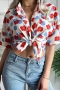m-2xl plus size summer new 2 colors floral batch printing inelastic turndown collar single breasted pocket stylish preety blouse_Red