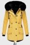s-5xl winter plus size two colors velvet lined hooded inelastic zip-up pockets stylish warm thicken parka jacket_Dark Blue_Yellow