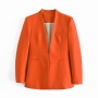 xs-l autumn new stylish four colors solid color v-neck with pocket inelastic casual blazers_Purple_Light Green_Orange
