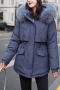 m-3xl winter new plus size two colors velvet lined hooded inelastic zip-up single-breasted drawstring pockets stylish warm thicken parka jacket_Beige_Dark Blue