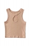 summer new 4 colors solid color high stretch hollow out sexy all-match crop tank top_Black_White_Brown_Khaki 