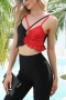 xs-xl summer new two colors inelastic contrast color patchwork sequin double shoulder straps exquisite vest_Red