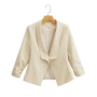 spring & autumn new 6 colors solid color inelastic long sleeves stylish blazer_Black_Beige