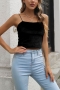 summer new 6 colors solid color velvet high stretch backless sling stylish sexy all-match crop tank top_Black