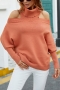autumn & winter new 4 colors solid color stretch long sleeve high neck hollow stylish causal sweater_Black_Beige_Orange