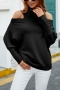 autumn & winter new 4 colors solid color stretch long sleeve high neck hollow stylish causal sweater_Black