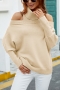 autumn & winter new 4 colors solid color stretch long sleeve high neck hollow stylish causal sweater_Black_Beige