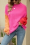 winter new three colors knitted contrast color stitching high stretch loose stylish sweater_Sky Blue_Magenta