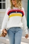 winter new two colors stripe knitted high stretch loose casual minimalist sweater_White