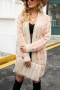 winter new two colors geometric pattern knitted high stretch stylish long cardigan sweater_White_Khaki 