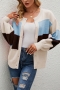 winter new 4 colors contrast color stretch long sleeve single breasted stylish casual sweater(only sweater)_Beige