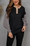 winter new two colors knitted contrast color stitching high stretch button stylish sweater_Black
