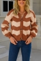 winter new three colors stripe knitted high stretch v-neck single-breasted stylish all-match sweater_Black_Purple_Brown