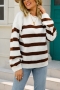 winter new two colors streak knitted high stretch loose stylish sweater_White