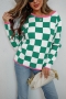 winter new three colors plaid knitted high stretch stylish all-match sweater_Red_Pink_Green