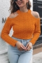 winter new 3 colors solid color twist knitted high stretch hollow stylish sweater_Purple_Sky Blue_Orange