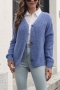 winter new 3 colors pure color knitted stretch v-neck single-breasted stylish casual sweater_White_Blue