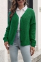 winter new 3 colors pure color knitted stretch v-neck single-breasted stylish casual sweater_White_Blue_Green