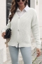 winter new 3 colors pure color knitted stretch v-neck single-breasted stylish casual sweater_White