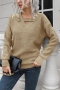 winter new two colors solid color knitted stretch button stylish all-match sweater_Black_Khaki 