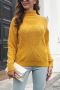 winter new three colors solid color lingge knitted stretch turtleneck stylish sweater_Blue_Yellow