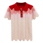 summer new wavy knitted stretch single-breasted contrast color spliced high quality stylish top(size run small)_Red