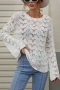 winter new 7 colors cutout knitted slight stretch stylish all-match sweater (only sweater)_Black_White