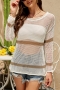 autumn new two colors cutout stretch long sleeves sexy all-match thin knitted top (without lining)_White