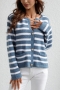 winter new 5 colors stripe knitted stretch single-breasted pockets casual stylish sweater_Black_White_Light Green_Blue