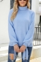 winter new 5 colors pure color slight stretch turtleneck lace-up stylish all-match sweater_Black_White_Dark Green_Blue
