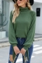 winter new 5 colors pure color slight stretch turtleneck lace-up stylish all-match sweater_Black_White_Dark Green