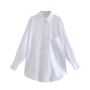 xs-l spring new 5 colors inelastic solid color single-breasted pocket loose casual top_Black_White