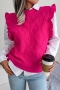 autumn & winter new 3 colors stretch diamond pattern knitted fashion vest sweater(only sweater)_White_Blue_Magenta