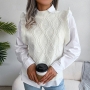 autumn & winter new 3 colors stretch diamond pattern knitted fashion vest sweater(only sweater)_White