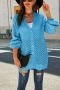 winter new 2 colors knitted micro-elastic long sleeve single v-neck breasted hairball decor hollow stylish all-match casual cardigan(only cardigan)_Light Green_Sky Blue