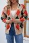autumn & winter new stretch diamond pattern knitted contrast color single-breasted stylish sweater(only sweater)_Khaki 