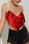 xs-l summer new stylish 7-colors solid color non-stretch metal chain sequins halter neck backless irregular sexy vest_Purple_Red