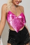 xs-l summer new stylish 7-colors solid color non-stretch metal chain sequins halter neck backless irregular sexy vest_Purple_Red_Sky Blue_Blue_Magenta