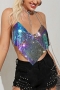 xs-l summer new stylish 3-colors non-stretch irregular metal chain sequins halter neck backless sexy vest_Multicolor