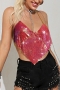 xs-l summer new stylish 3-colors non-stretch irregular metal chain sequins halter neck backless sexy vest_Multicolor_Gray_Watermelon Red