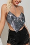 xs-l summer new stylish 3-colors non-stretch irregular metal chain sequins halter neck backless sexy vest_Multicolor_Gray