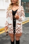 winter new 4 colors geometric pattern knitted stretch pockets stylish casual cardigan sweater_Black_Brown