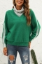 winter new 3 colors stitching stretch turtleneck loose stylish knitted sweater_Red_Blue_Green