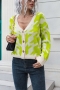 autumn new stylish 3 colors houndstooth loose slight stretch knitted single breasted casual sweaters_Light Green